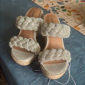 Torrid Silver Platform Sandals with Woven Straps